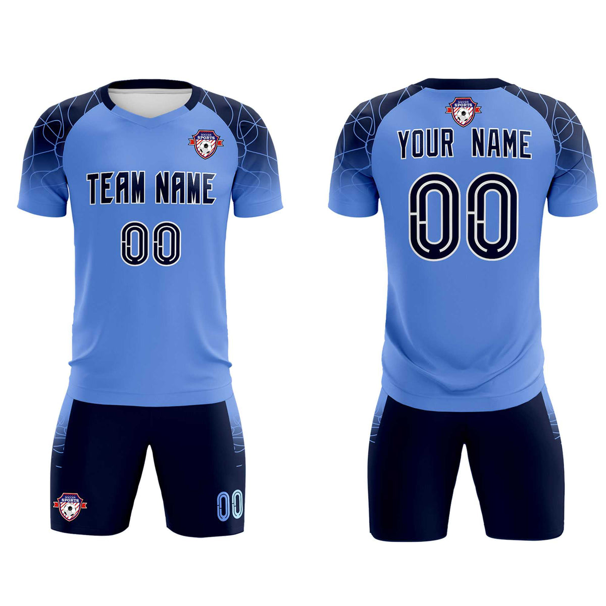 Custom Light Blue Classic Football Training Kit Jersey For Adults/Kids