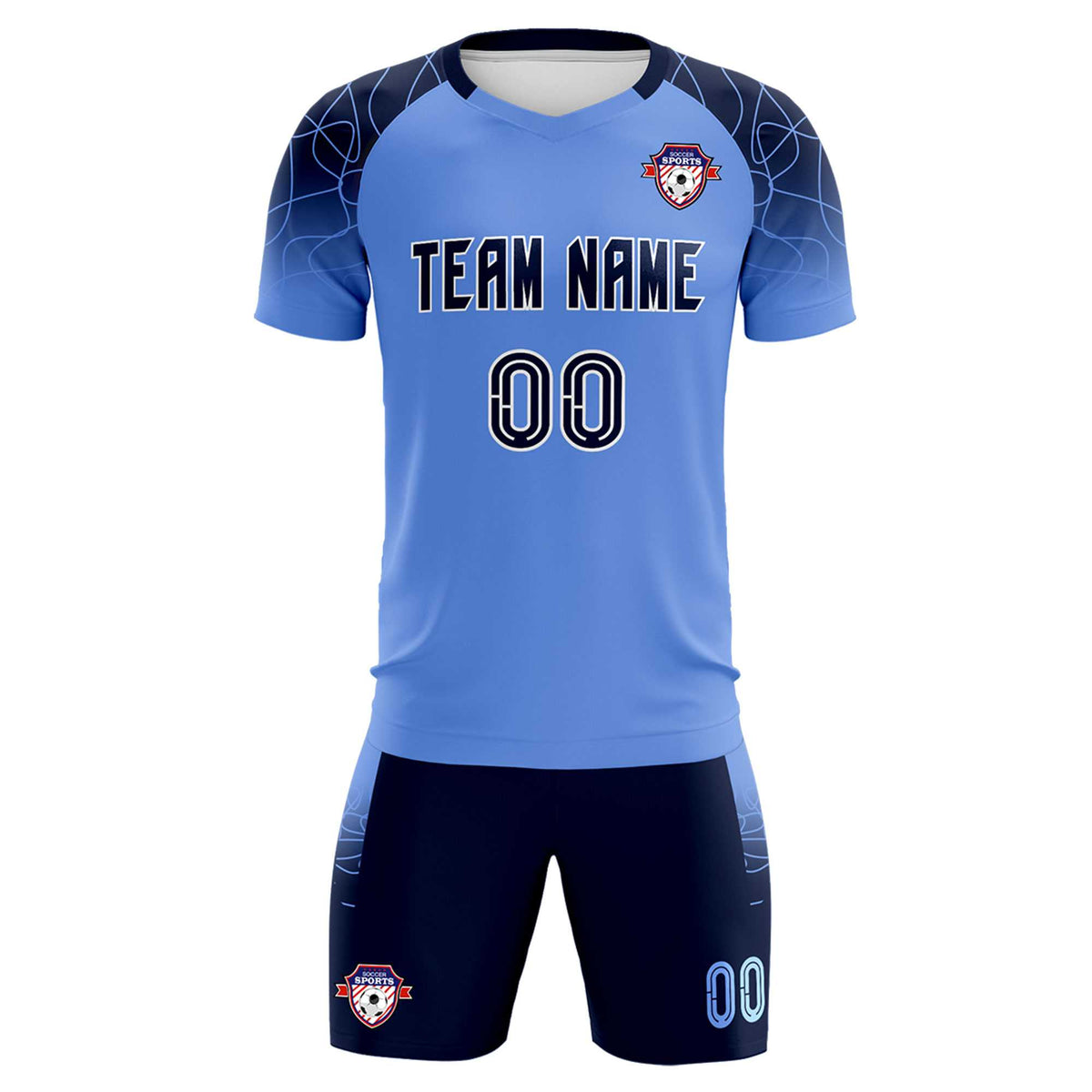 Custom Light Blue Classic Football Training Kit Jersey For Adults/Kids