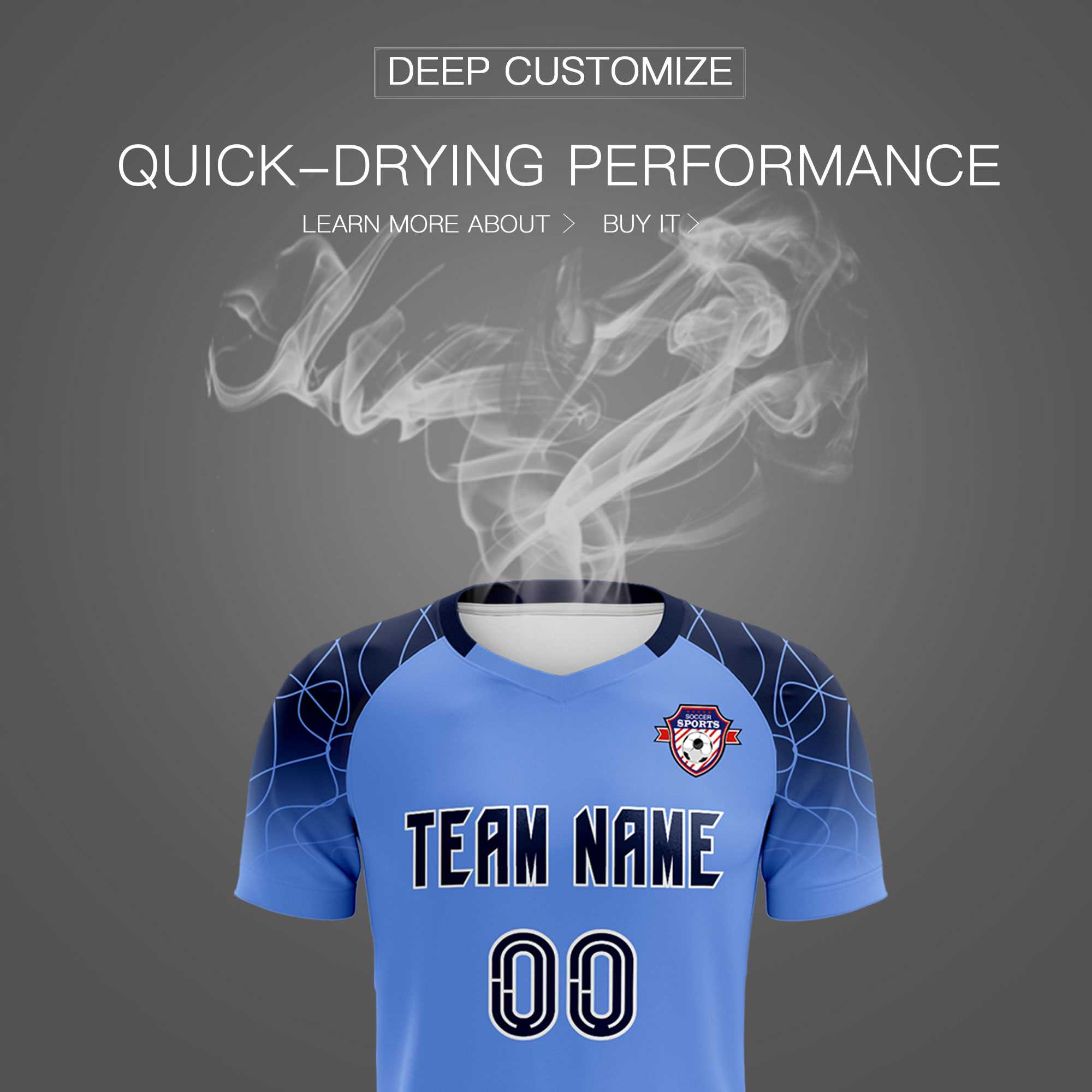 Custom Light Blue Classic Football Training Kit Jersey For Adults/Kids