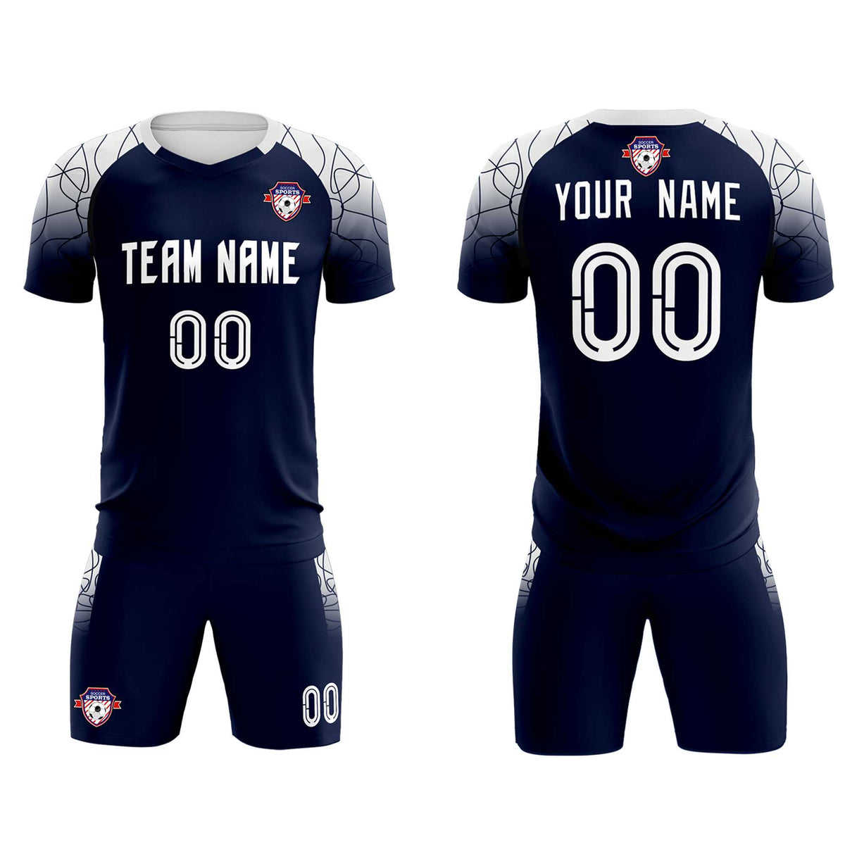 Custom Navy Classic Football Training Kit Jersey For Adults/Kids
