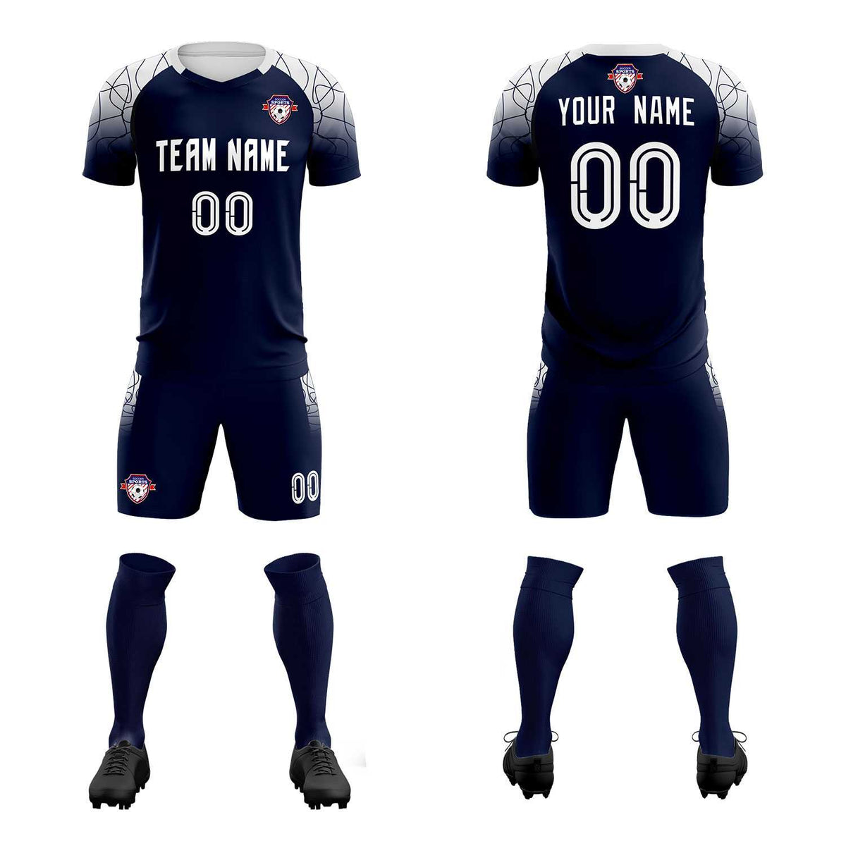 Custom Navy Classic Football Training Kit Jersey For Adults/Kids