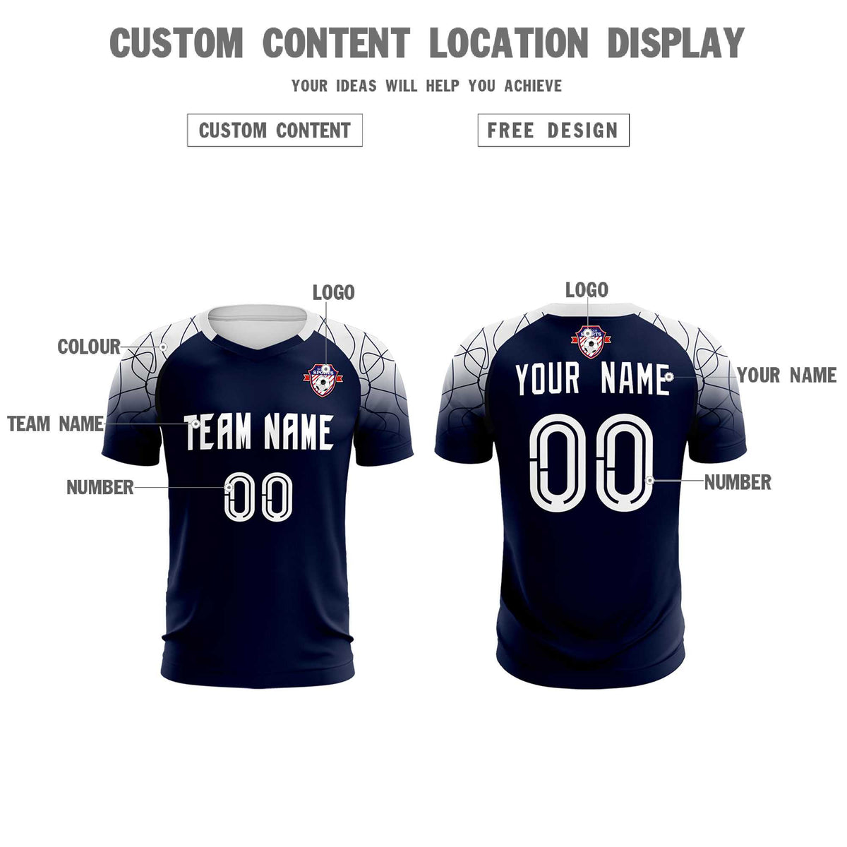 Custom Navy Classic Football Training Kit Jersey For Adults/Kids