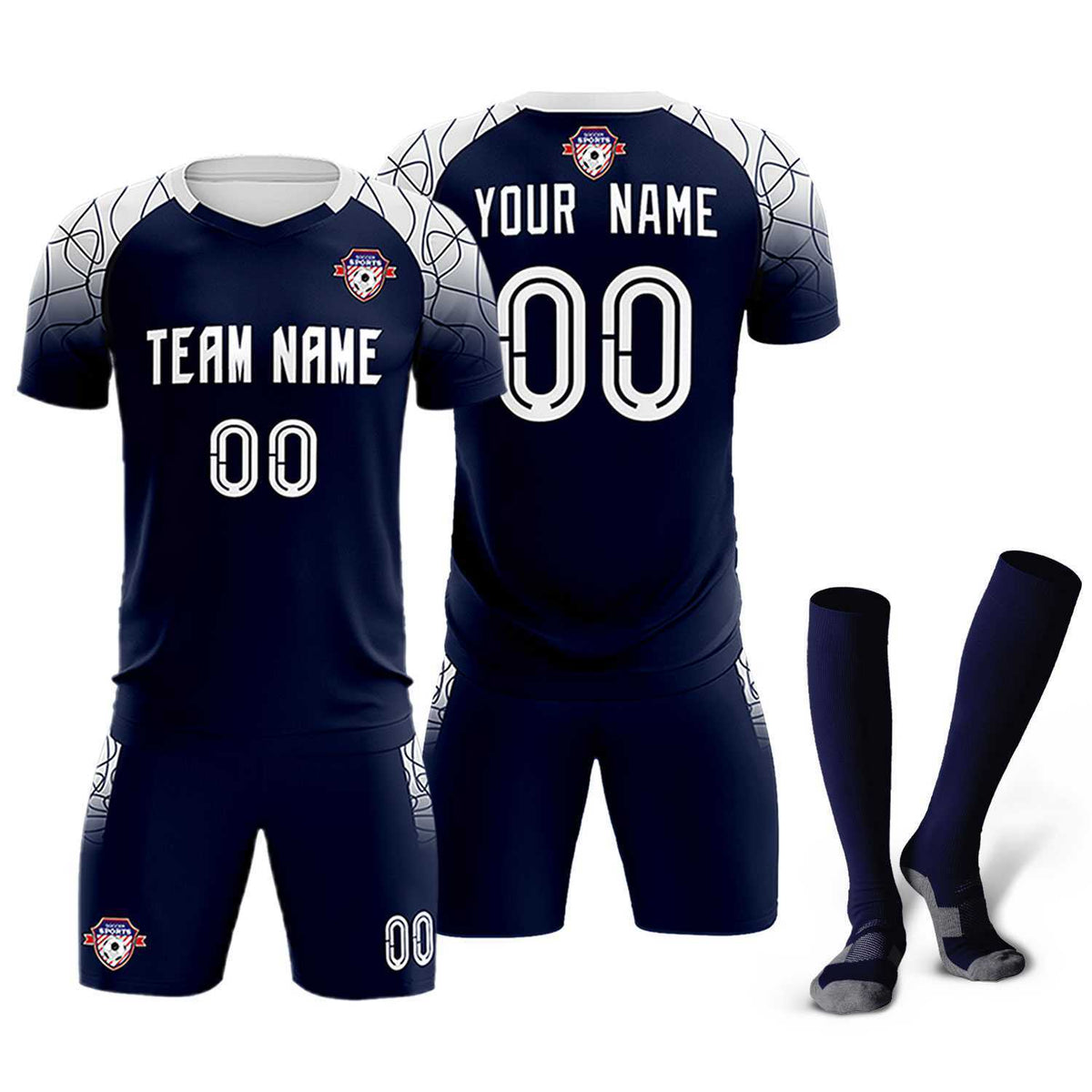 Custom Navy Classic Football Training Kit Jersey For Adults/Kids