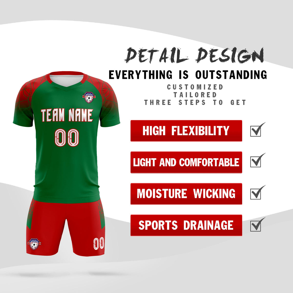 Custom Kelly Green Classic Football Training Kit Jersey For Adults/Kids