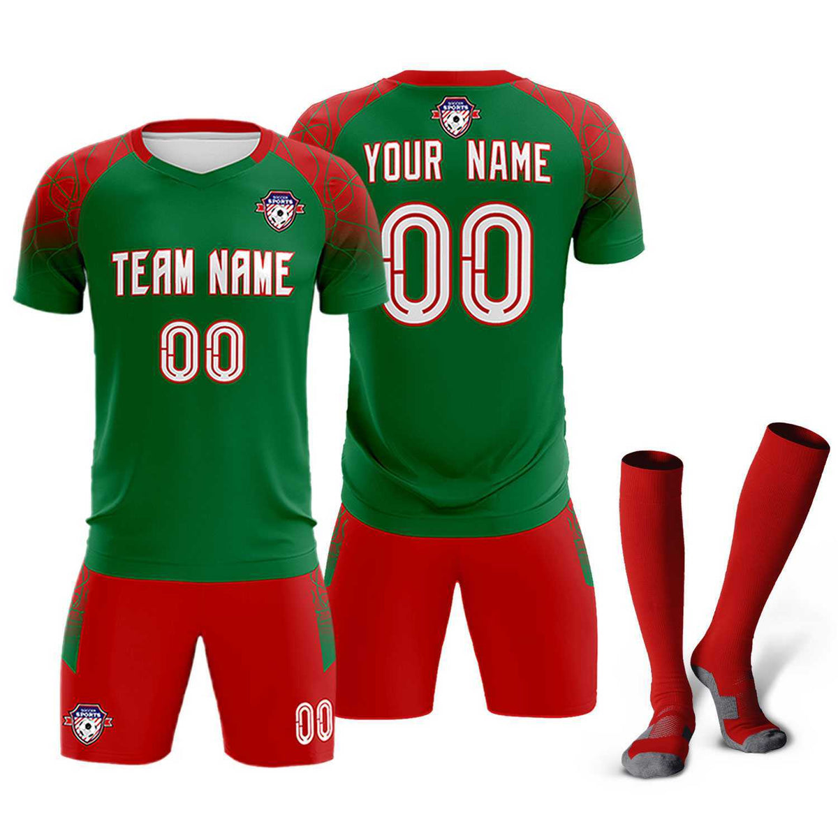 Custom Kelly Green Classic Football Training Kit Jersey For Adults/Kids