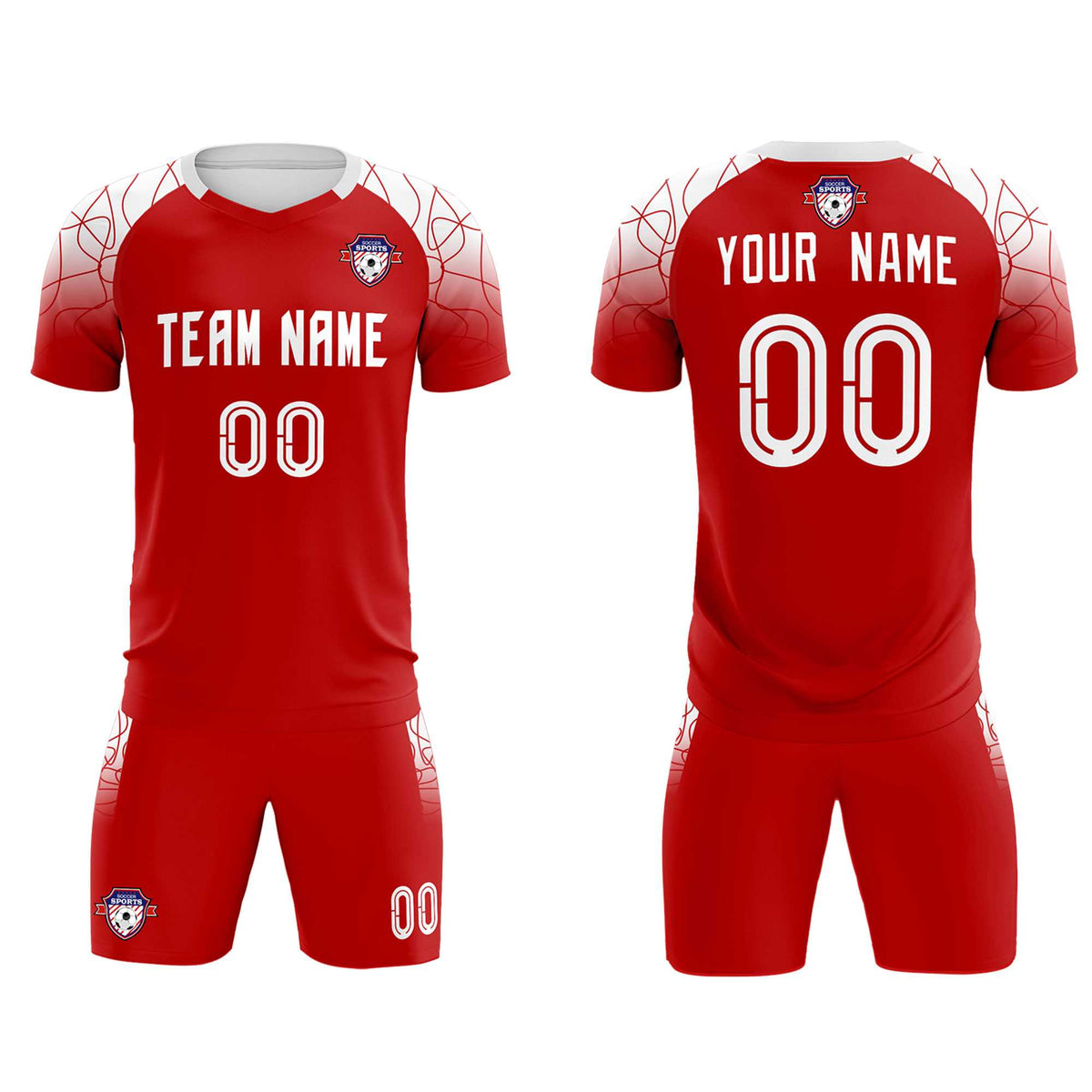 Custom Red Classic Football Training Kit Jersey For Adults/Kids