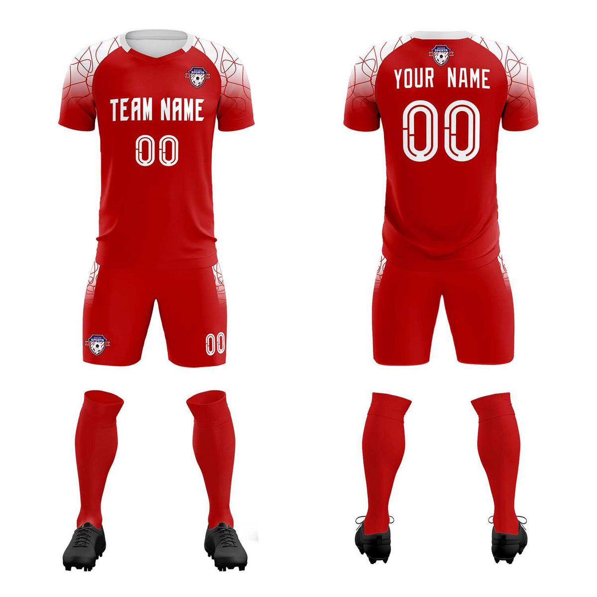 Custom Red Classic Football Training Kit Jersey For Adults/Kids