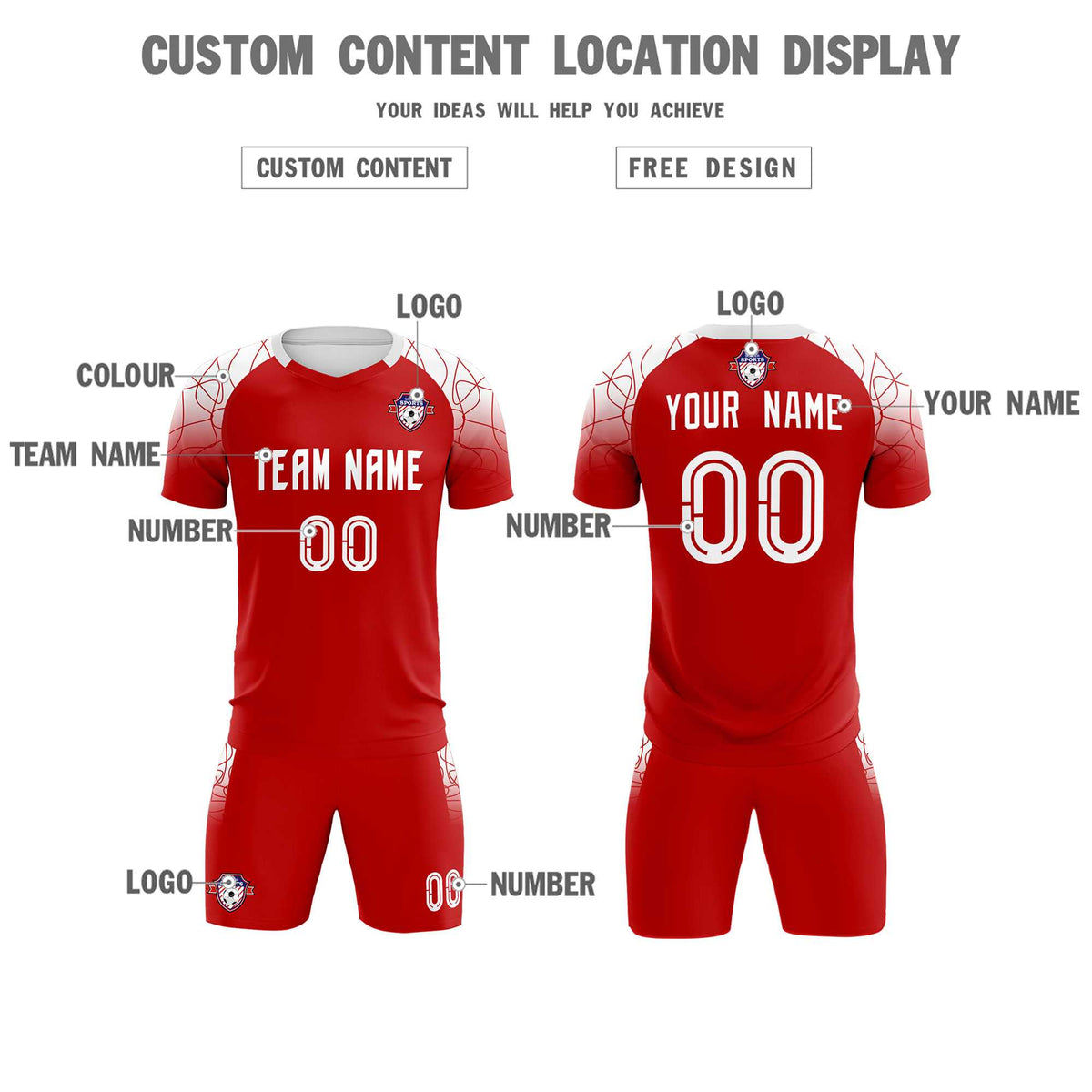 Custom Red Classic Football Training Kit Jersey For Adults/Kids