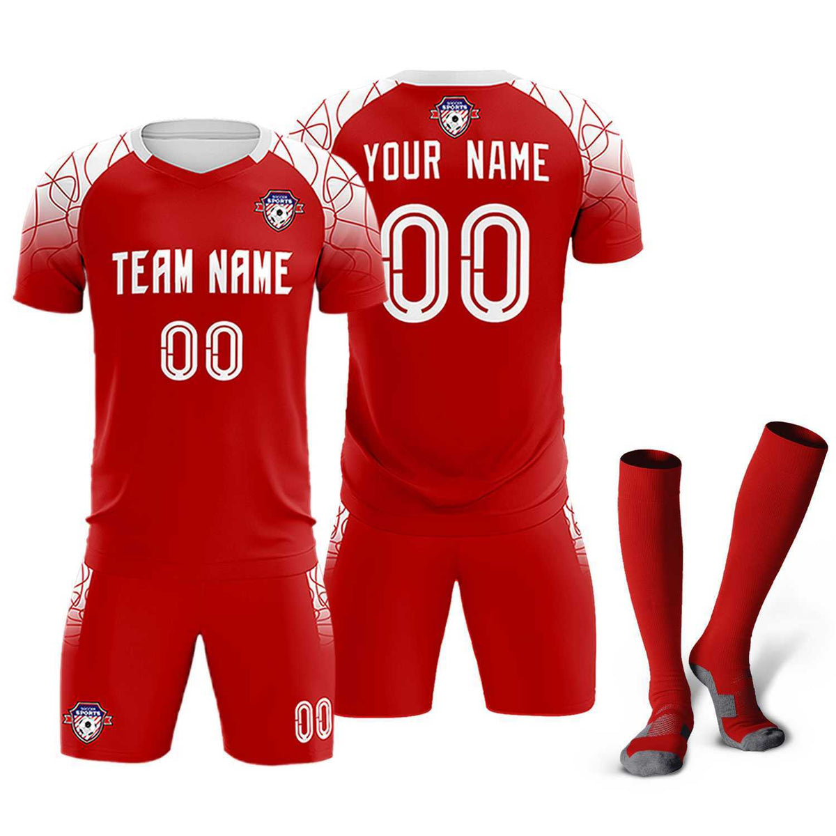 Custom Red Classic Football Training Kit Jersey For Adults/Kids