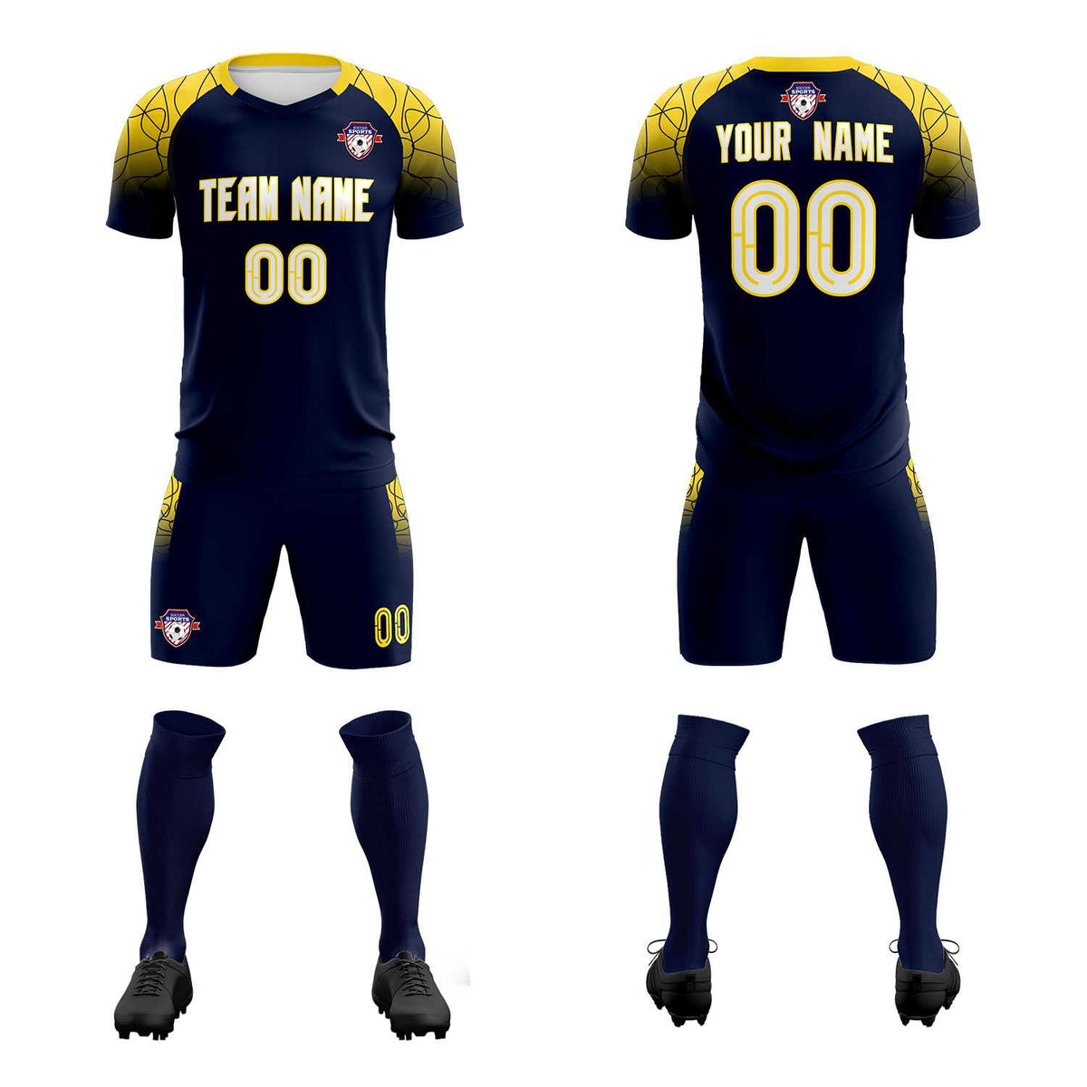 Custom Navy Classic Football Training Kit Jersey For Adults/Kids