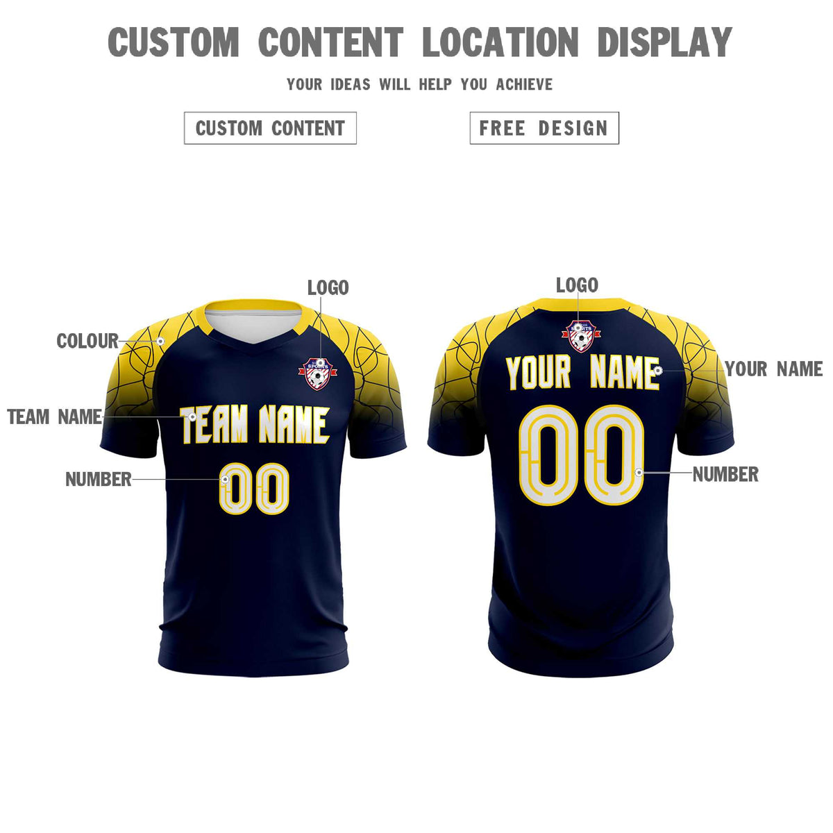 Custom Navy Classic Football Training Kit Jersey For Adults/Kids