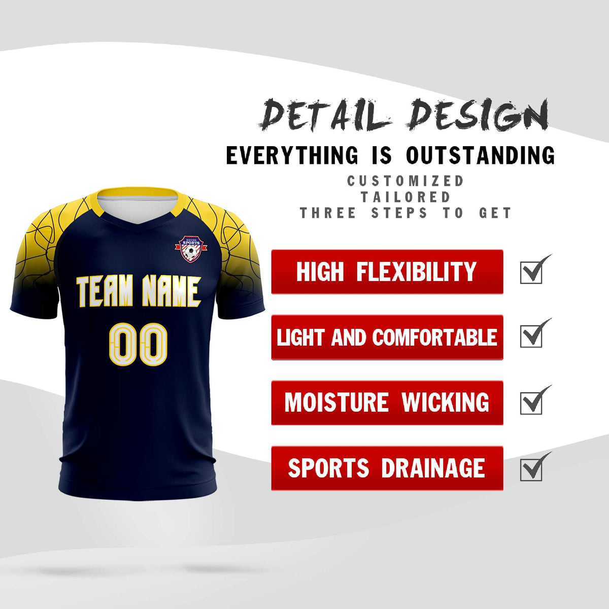 Custom Navy Classic Football Training Kit Jersey For Adults/Kids