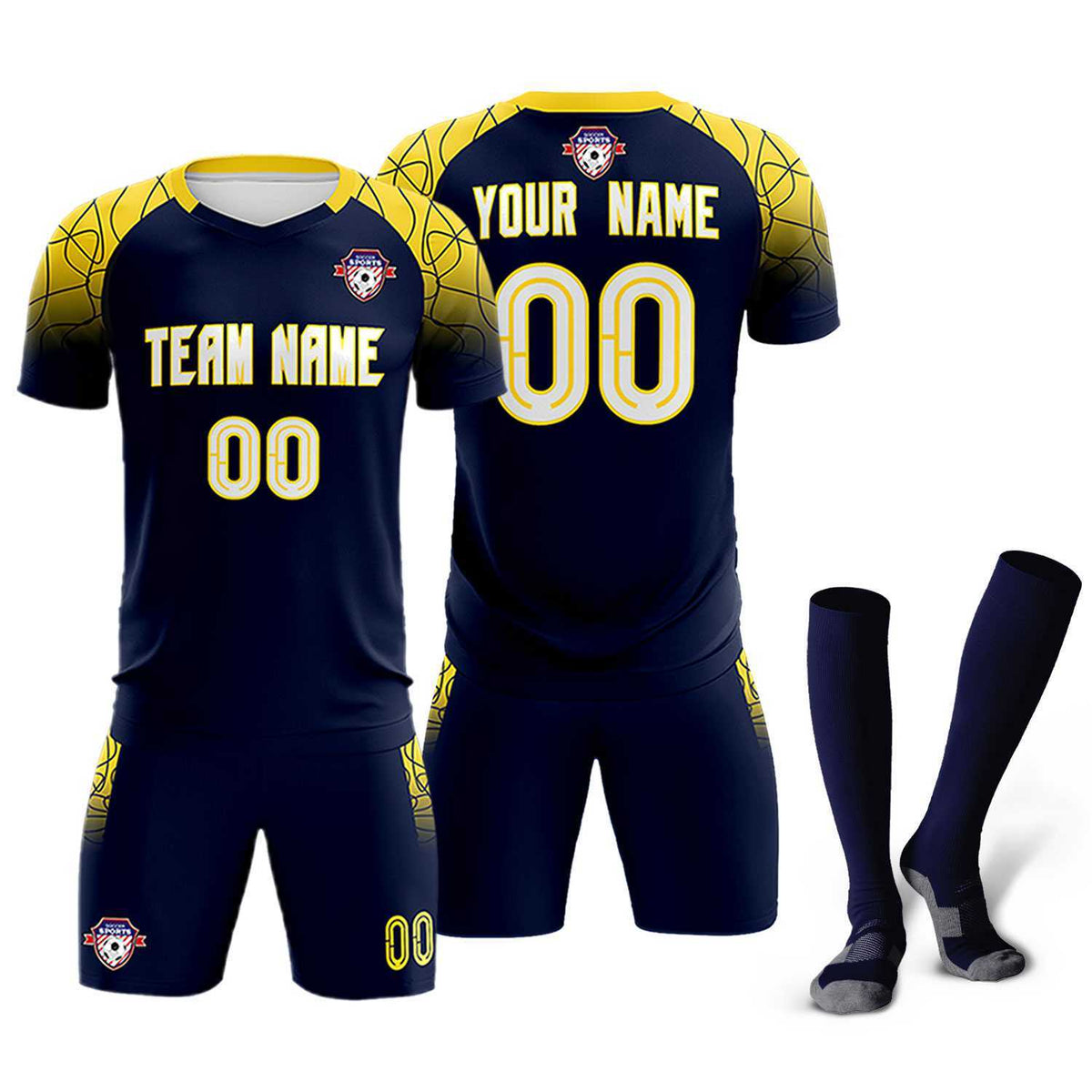 Custom Navy Classic Football Training Kit Jersey For Adults/Kids