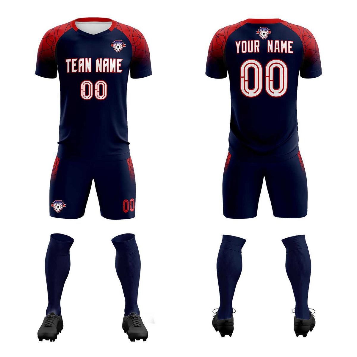 Custom Navy Classic Football Training Kit Jersey For Adults/Kids