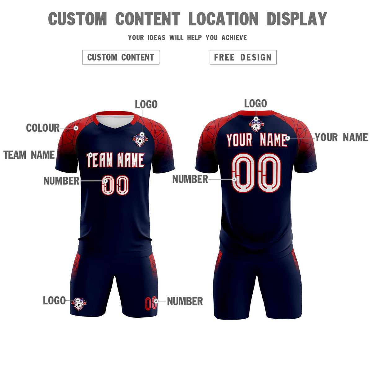Custom Navy Classic Football Training Kit Jersey For Adults/Kids