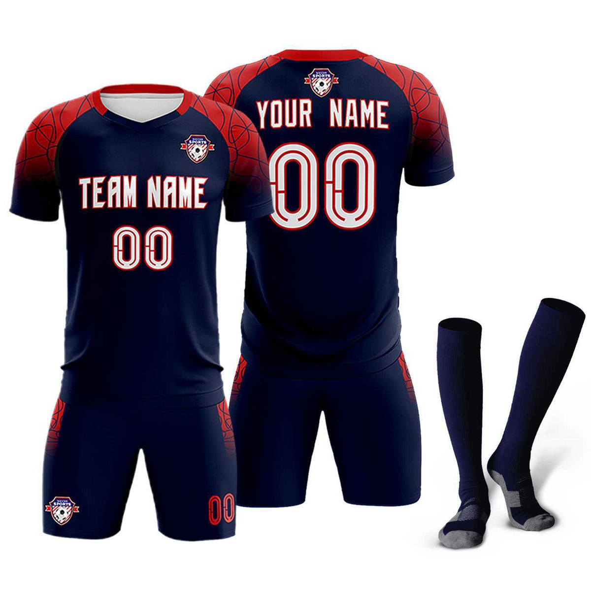 Custom Navy Classic Football Training Kit Jersey For Adults/Kids