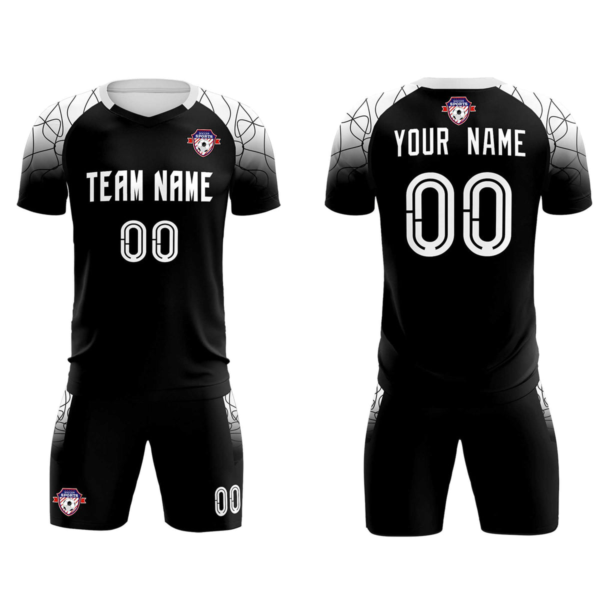 Custom Black Classic Football Training Kit Jersey For Adults/Kids