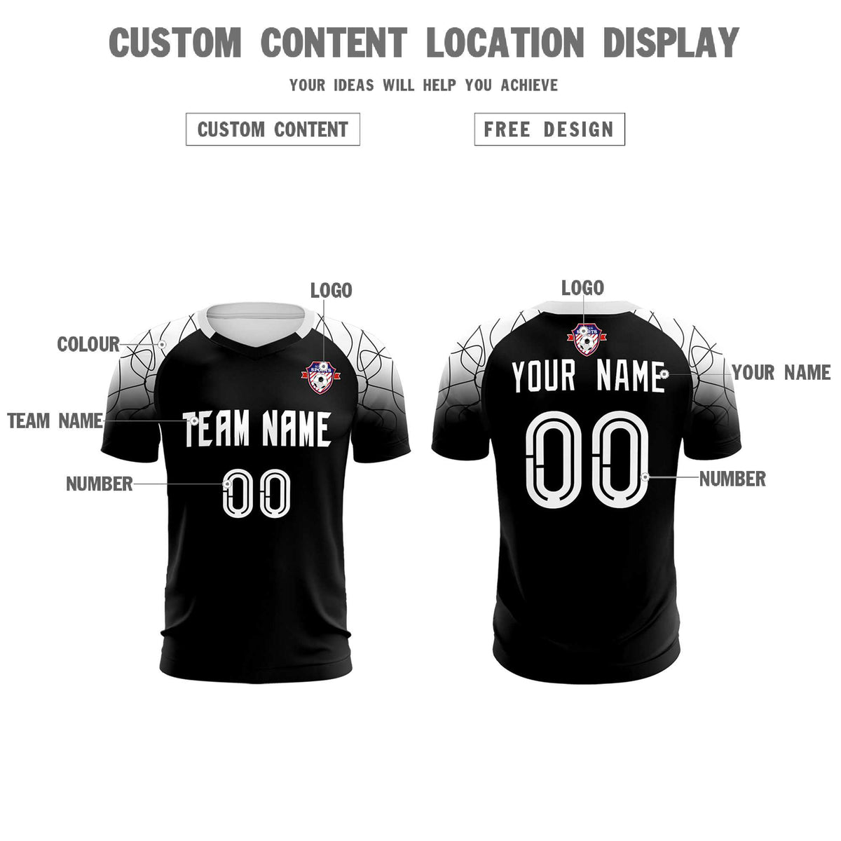 Custom Black Classic Football Training Kit Jersey For Adults/Kids