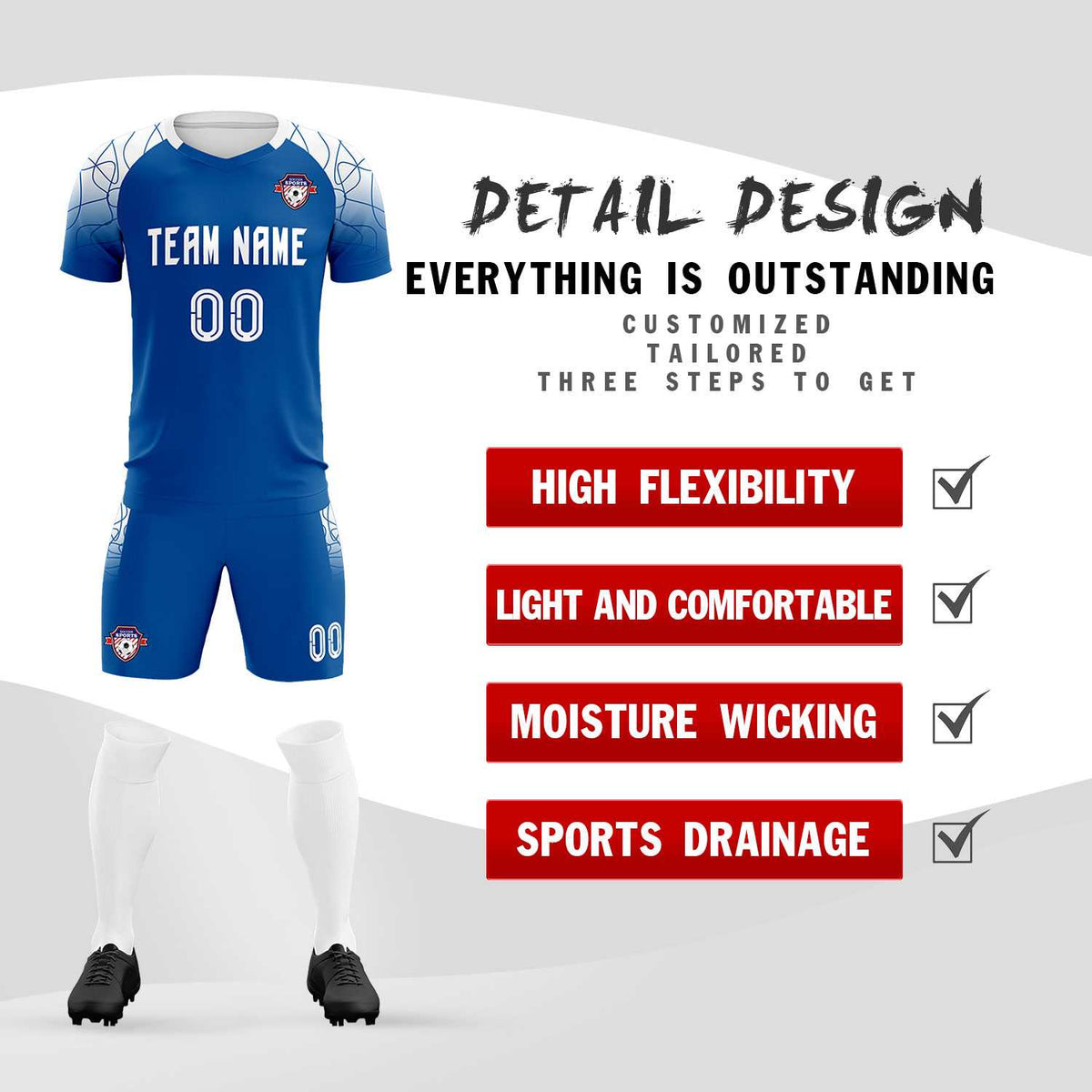 Custom Navy Classic Football Training Kit Jersey For Adults/Kids