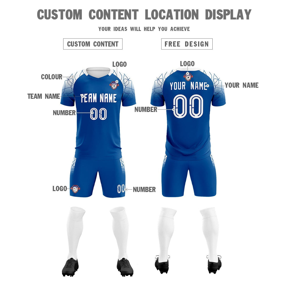 Custom Navy Classic Football Training Kit Jersey For Adults/Kids