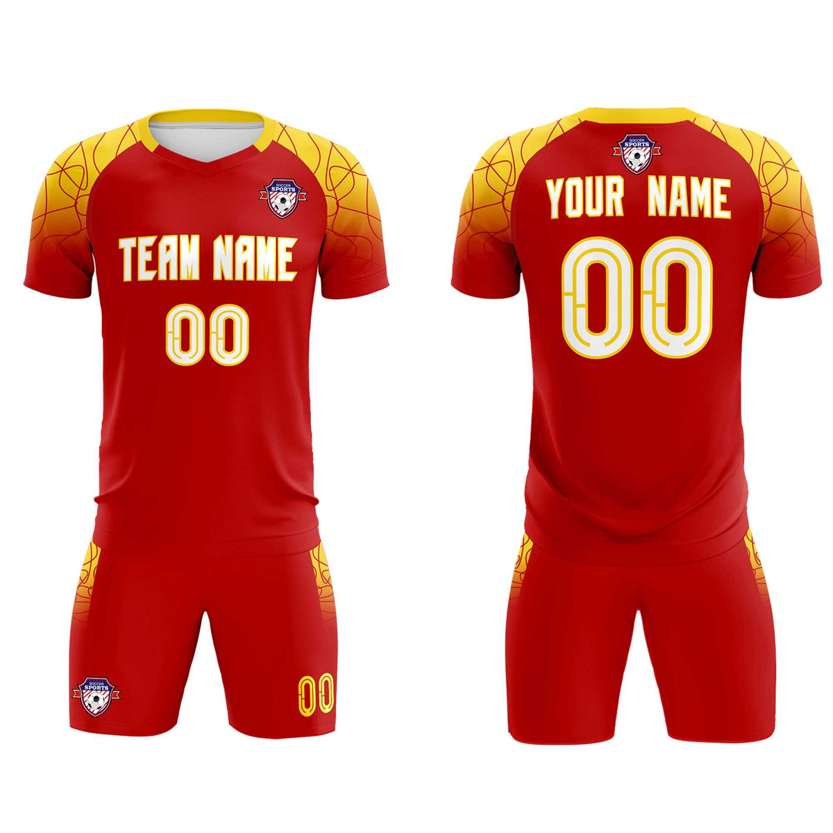 Custom Red Classic Football Training Kit Jersey For Adults/Kids