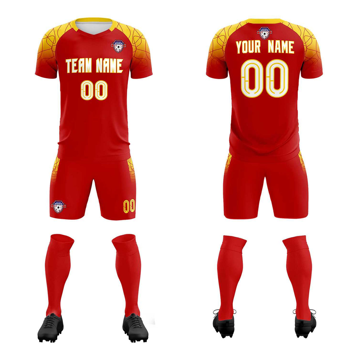 Custom Red Classic Football Training Kit Jersey For Adults/Kids