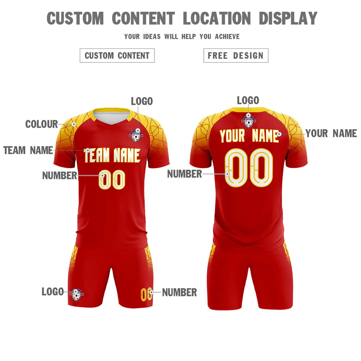 Custom Red Classic Football Training Kit Jersey For Adults/Kids