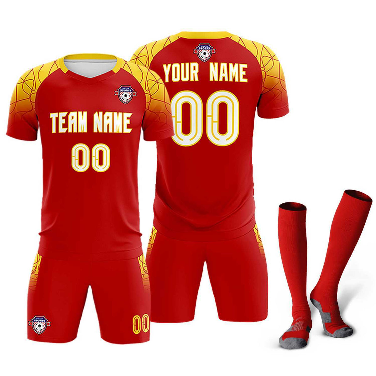 Custom Red Classic Football Training Kit Jersey For Adults/Kids