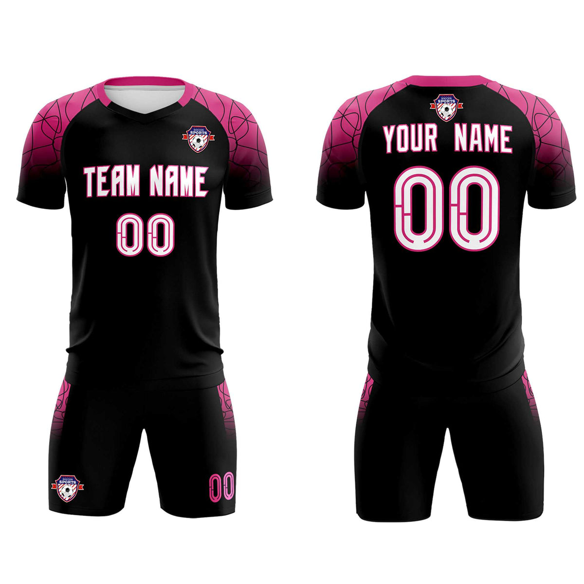 Custom Black Classic Football Training Kit Jersey For Adults/Kids