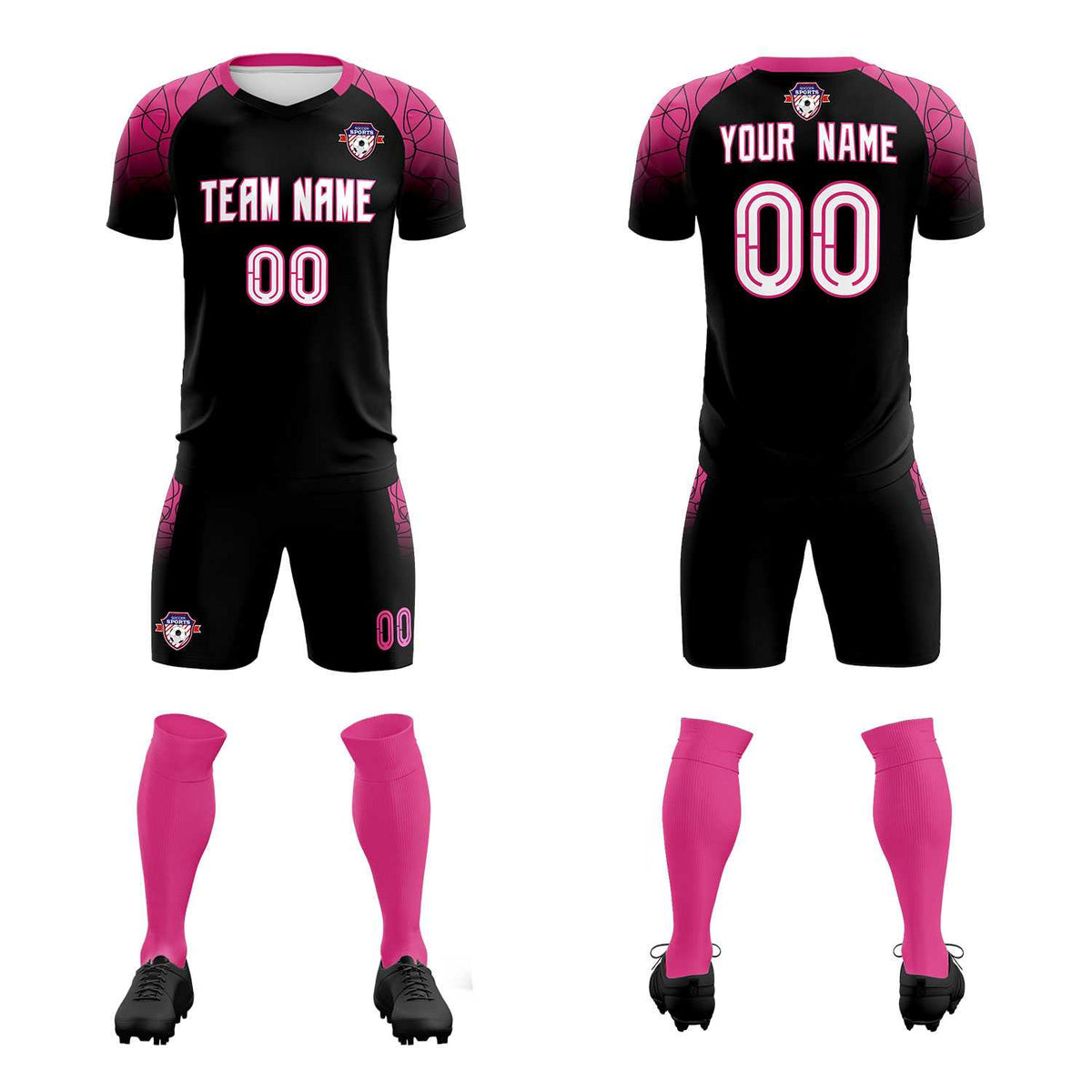 Custom Black Classic Football Training Kit Jersey For Adults/Kids