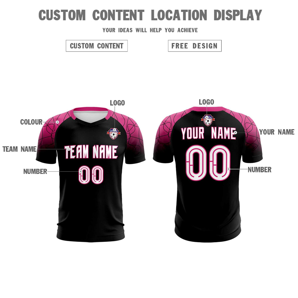 Custom Black Classic Football Training Kit Jersey For Adults/Kids