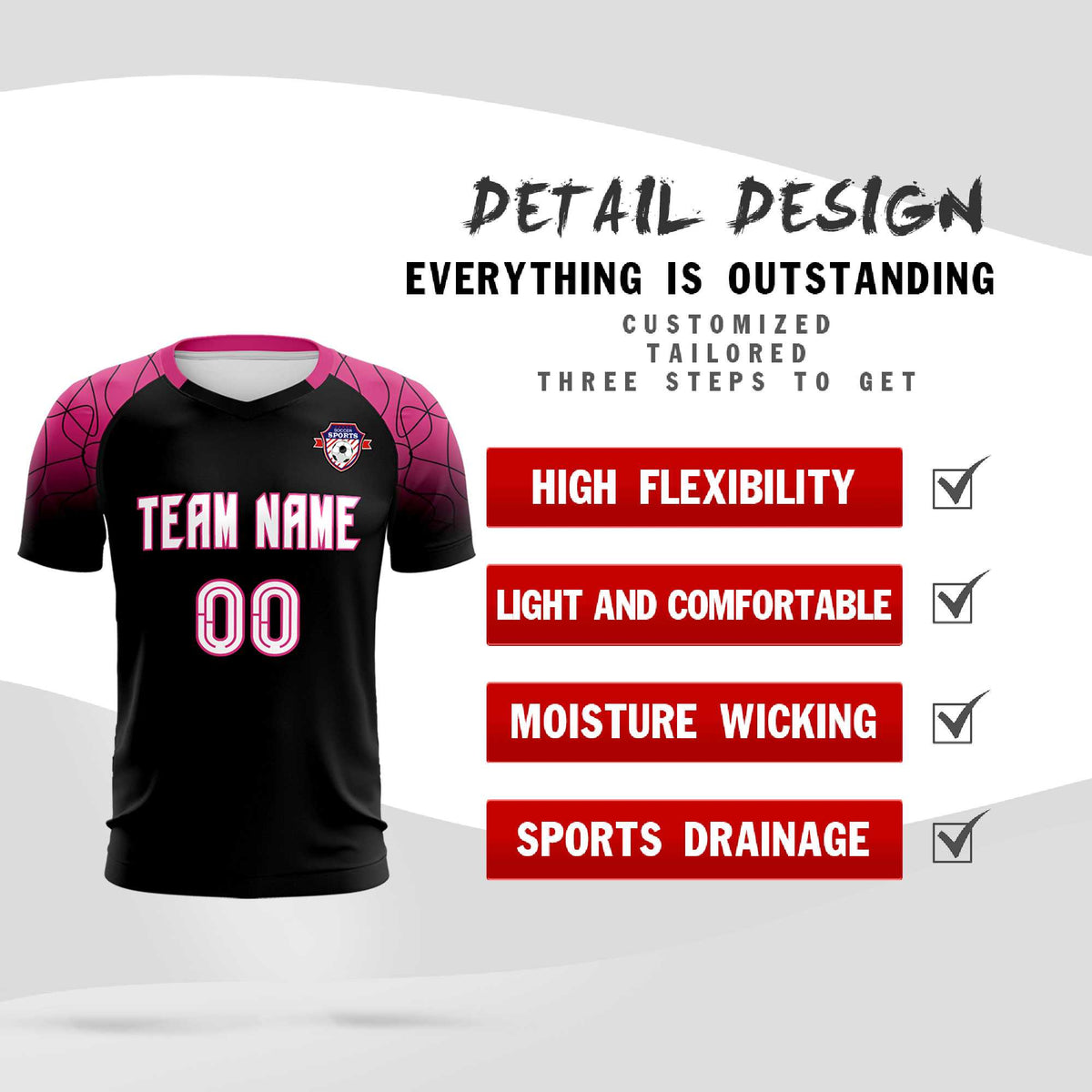 Custom Black Classic Football Training Kit Jersey For Adults/Kids