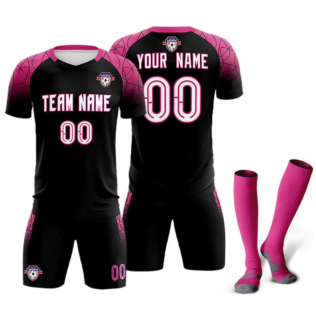 Custom Black Classic Football Training Kit Jersey For Adults/Kids