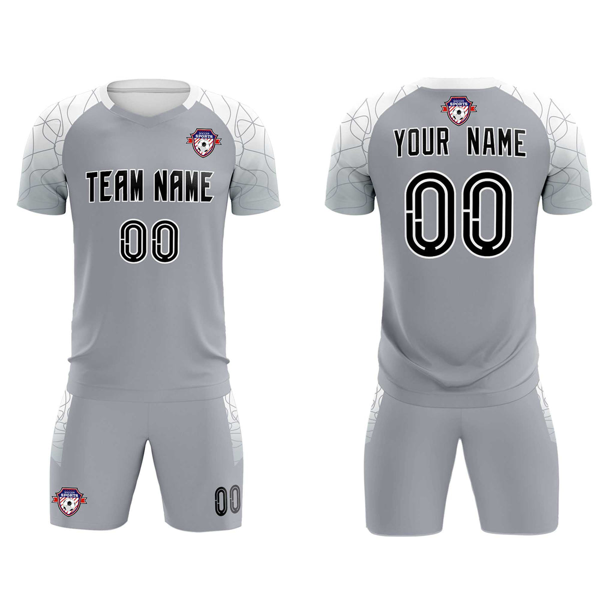 Custom Silver Classic Football Training Kit Jersey For Adults/Kids