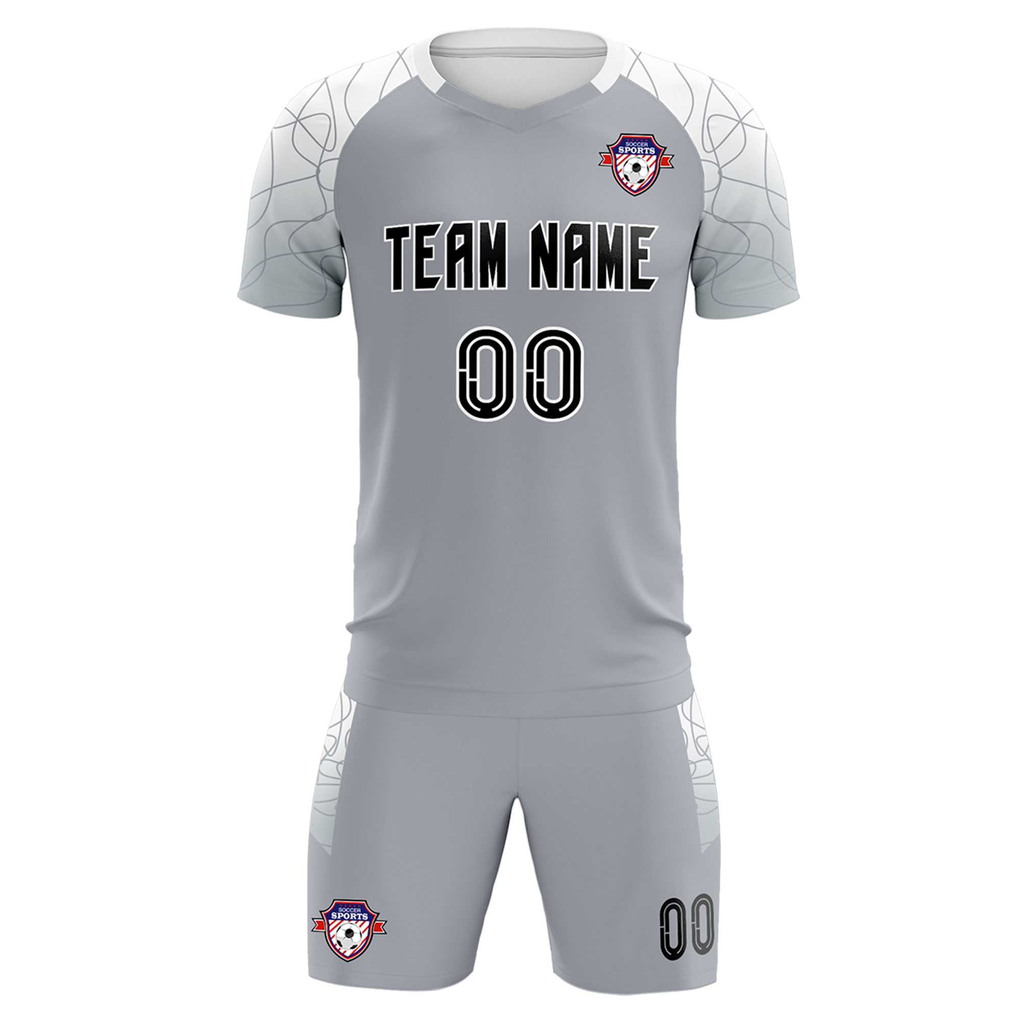 Custom Silver Classic Football Training Kit Jersey For Adults/Kids