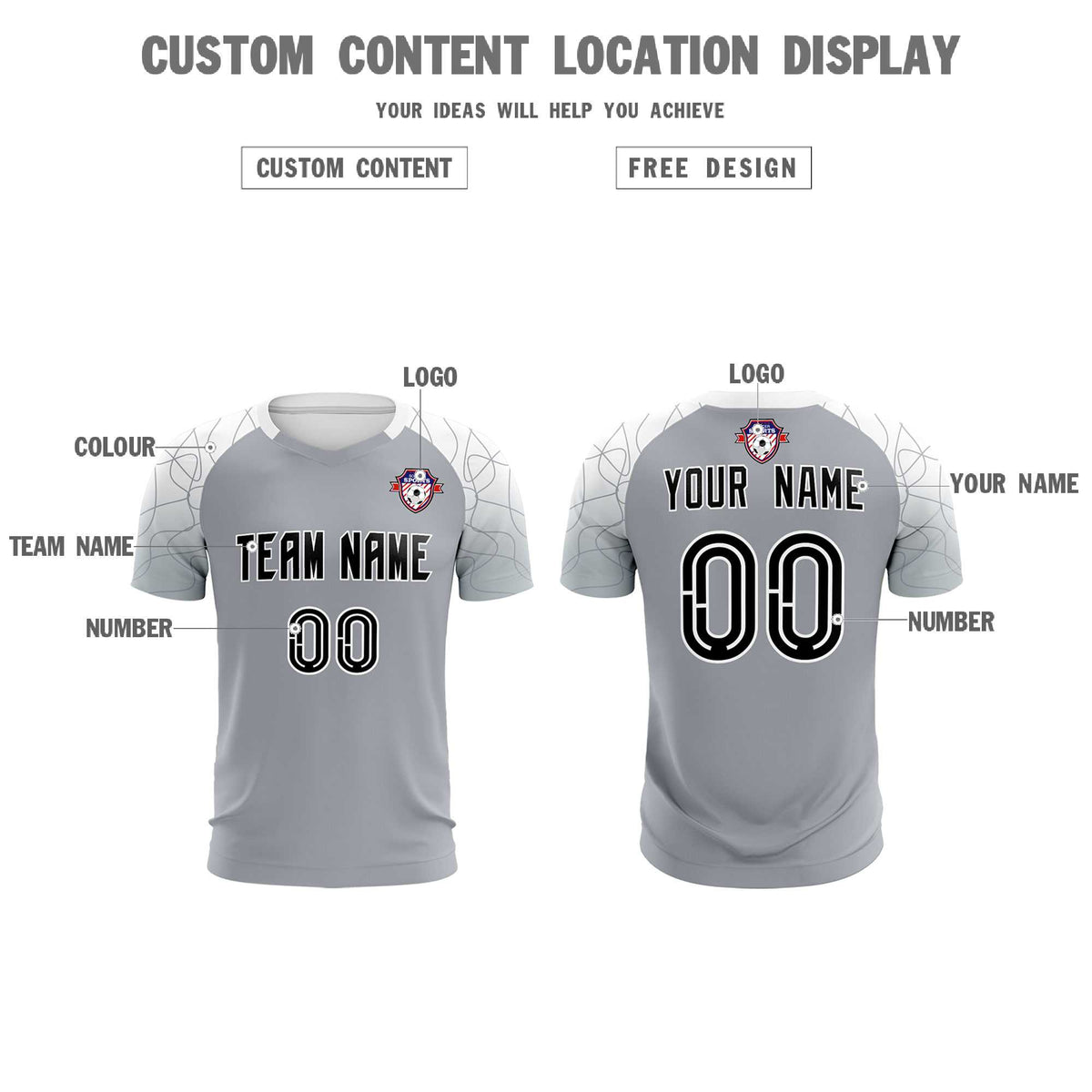 Custom Silver Classic Football Training Kit Jersey For Adults/Kids