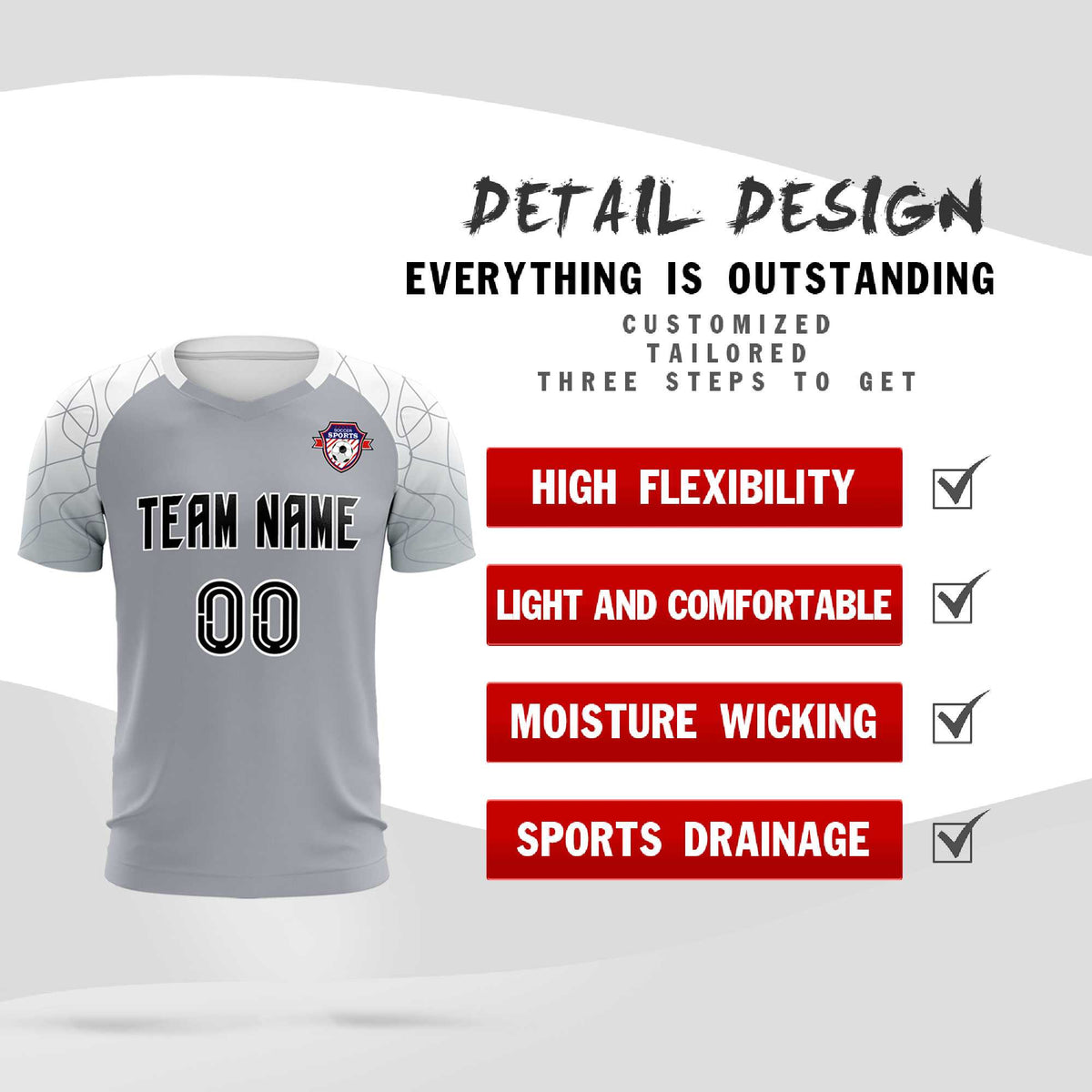 Custom Silver Classic Football Training Kit Jersey For Adults/Kids