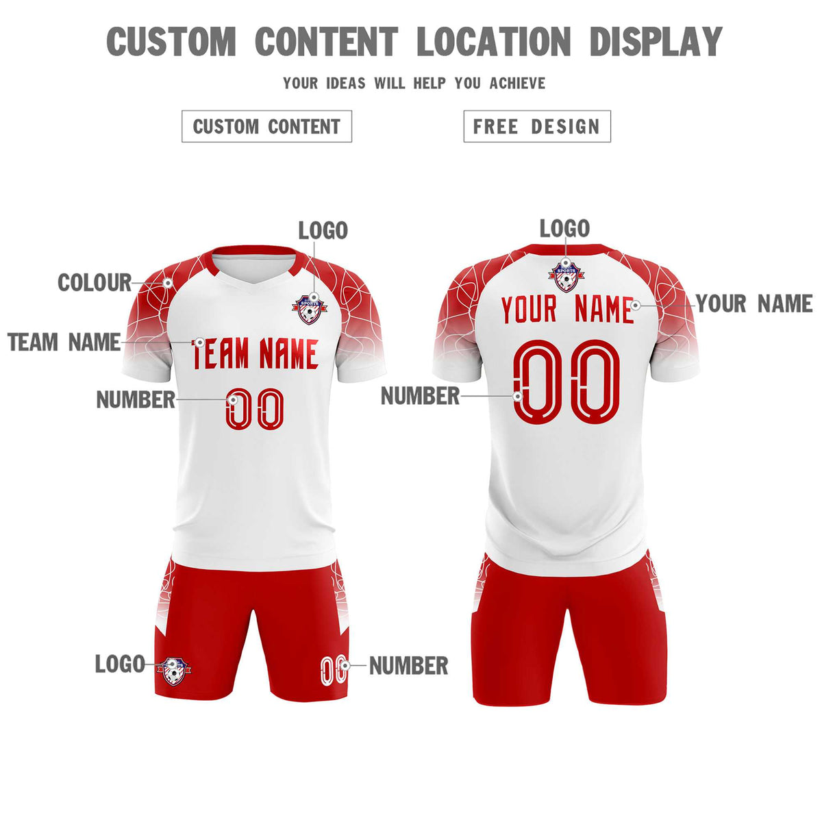 Custom White Classic Football Training Kit Jersey For Adults/Kids