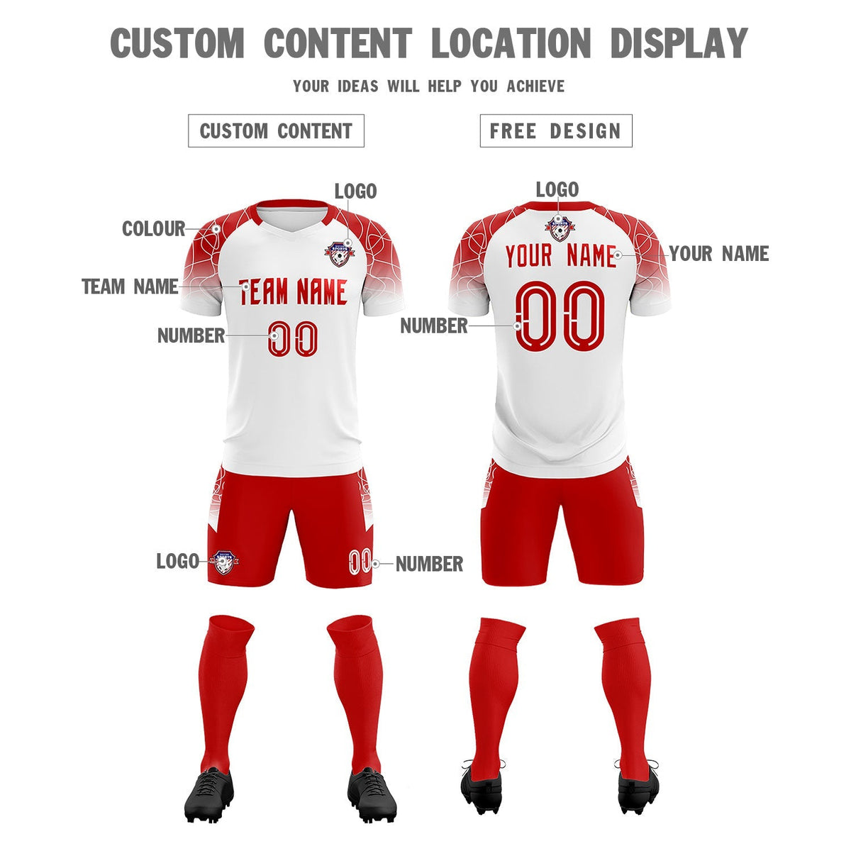 Custom White Classic Football Training Kit Jersey For Adults/Kids