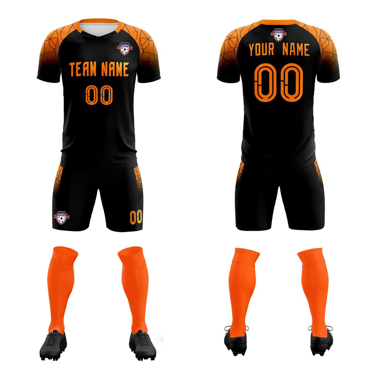 Custom Black Classic Football Training Kit Jersey For Adults/Kids