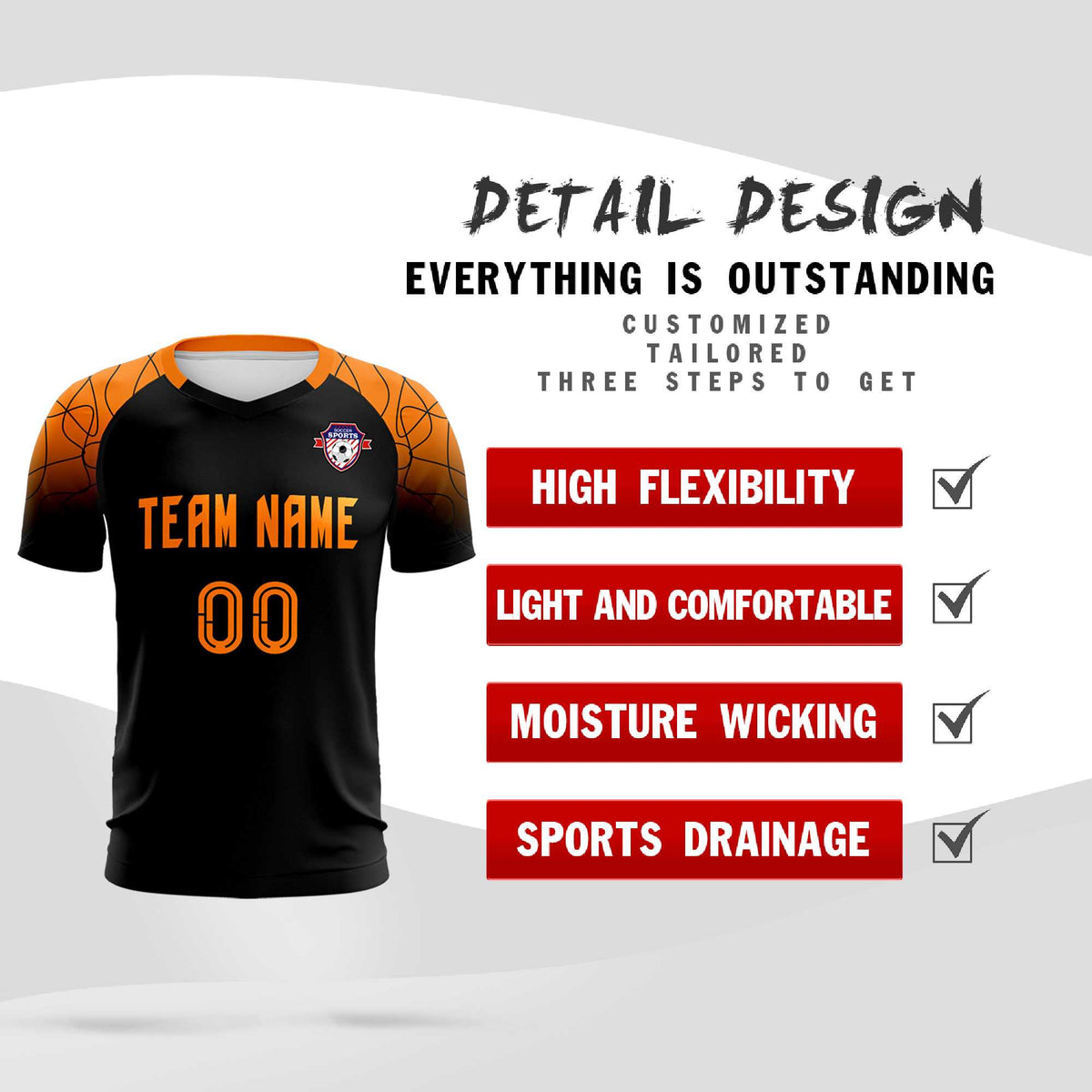 Custom Black Classic Football Training Kit Jersey For Adults/Kids