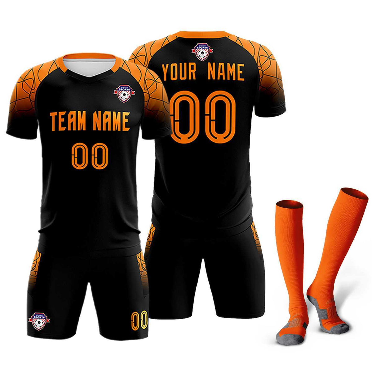 Custom Black Classic Football Training Kit Jersey For Adults/Kids