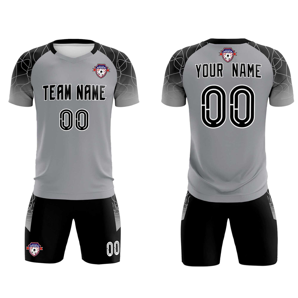 Custom Silver Classic Football Training Kit Jersey For Adults/Kids