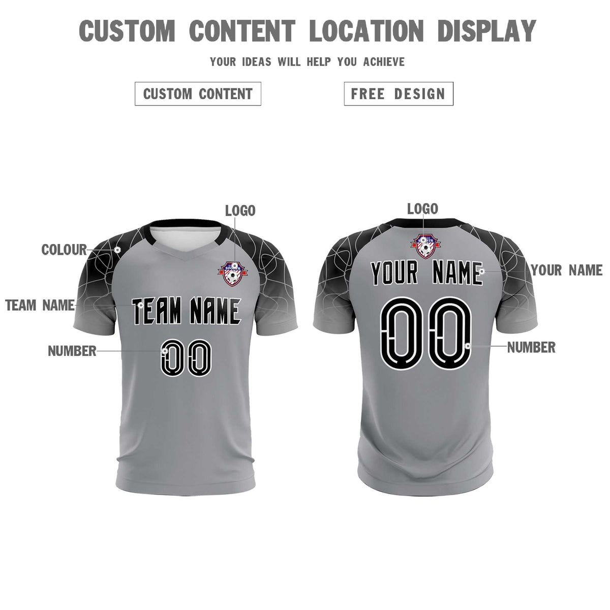 Custom Silver Classic Football Training Kit Jersey For Adults/Kids