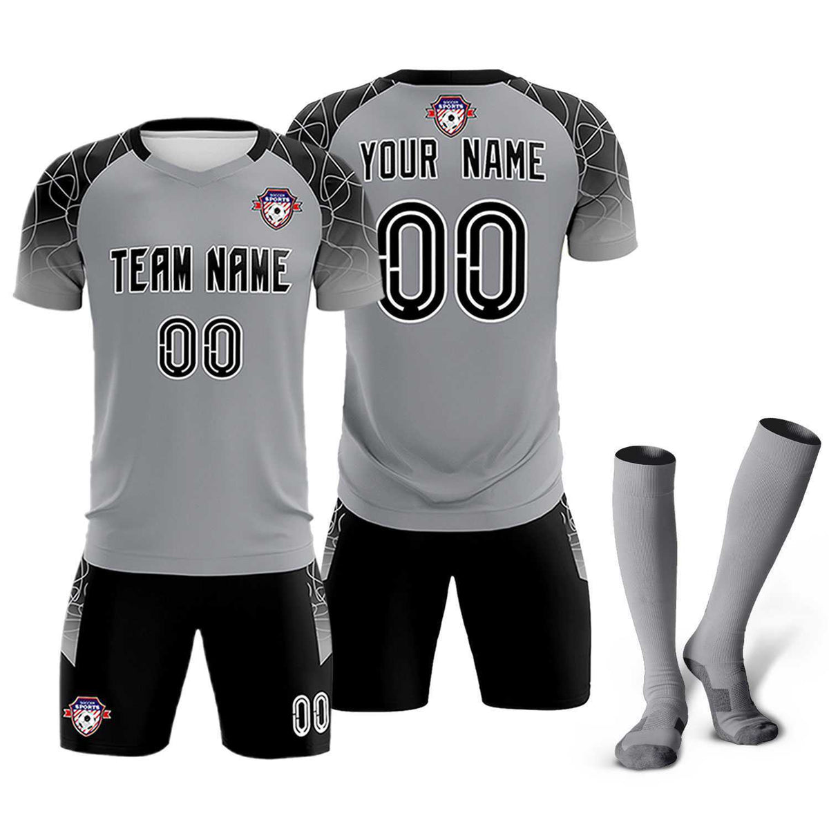 Custom Silver Classic Football Training Kit Jersey For Adults/Kids