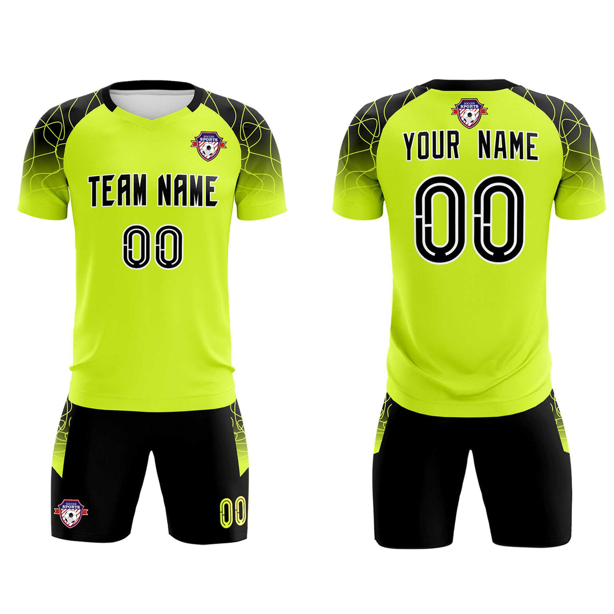 Custom Neon Green Classic Football Training Kit Jersey For Adults/Kids