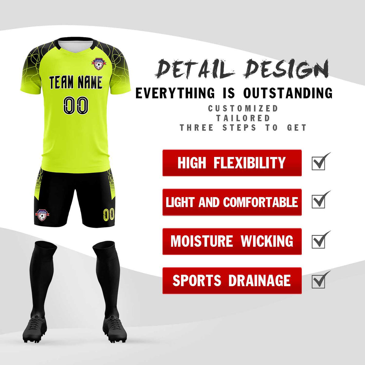 Custom Neon Green Classic Football Training Kit Jersey For Adults/Kids