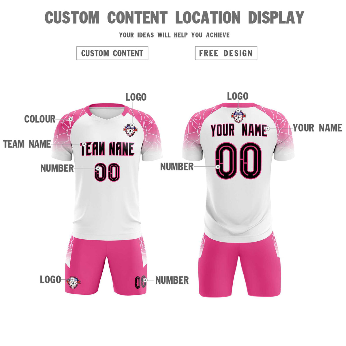 Custom White Classic Football Training Kit Jersey For Adults/Kids