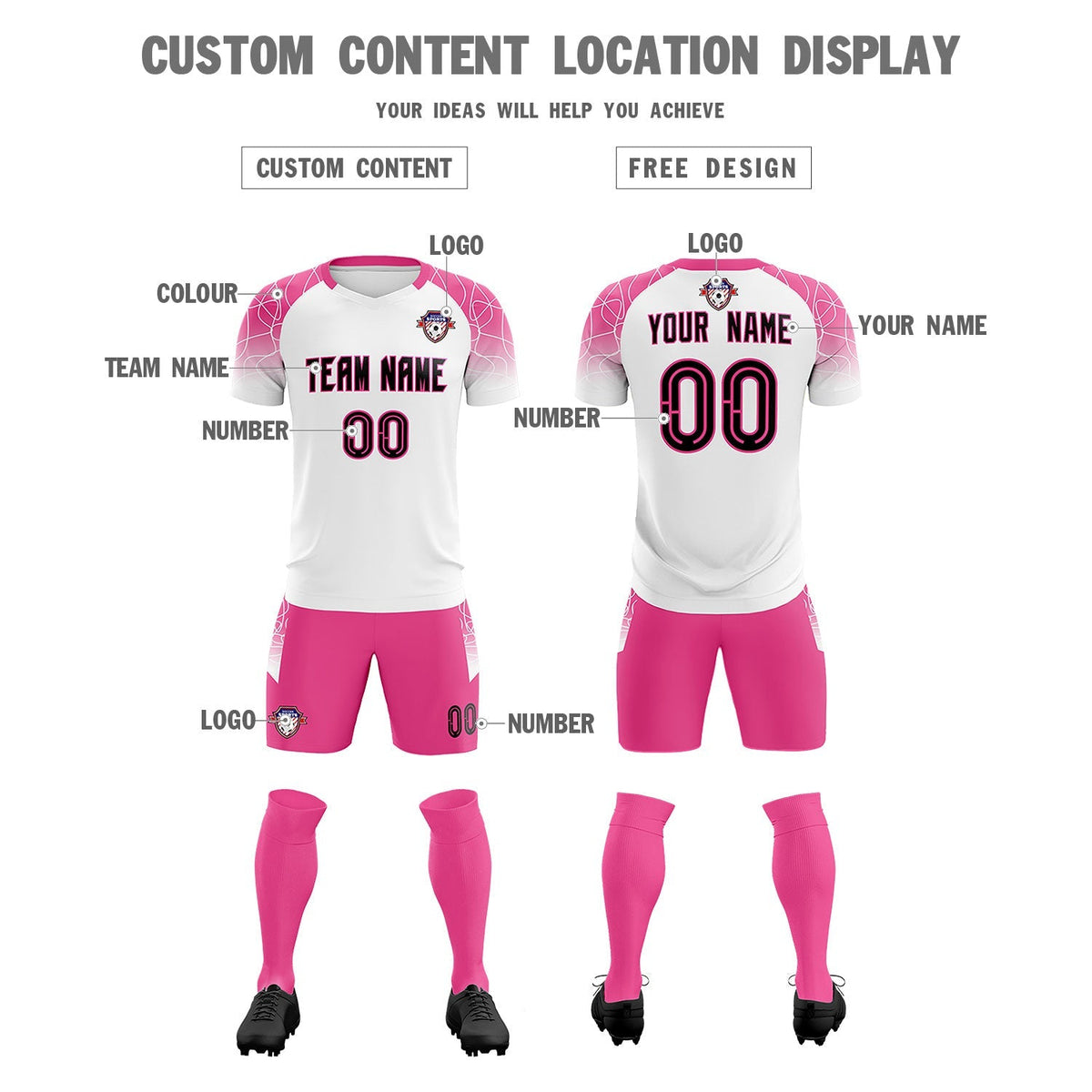 Custom White Classic Football Training Kit Jersey For Adults/Kids