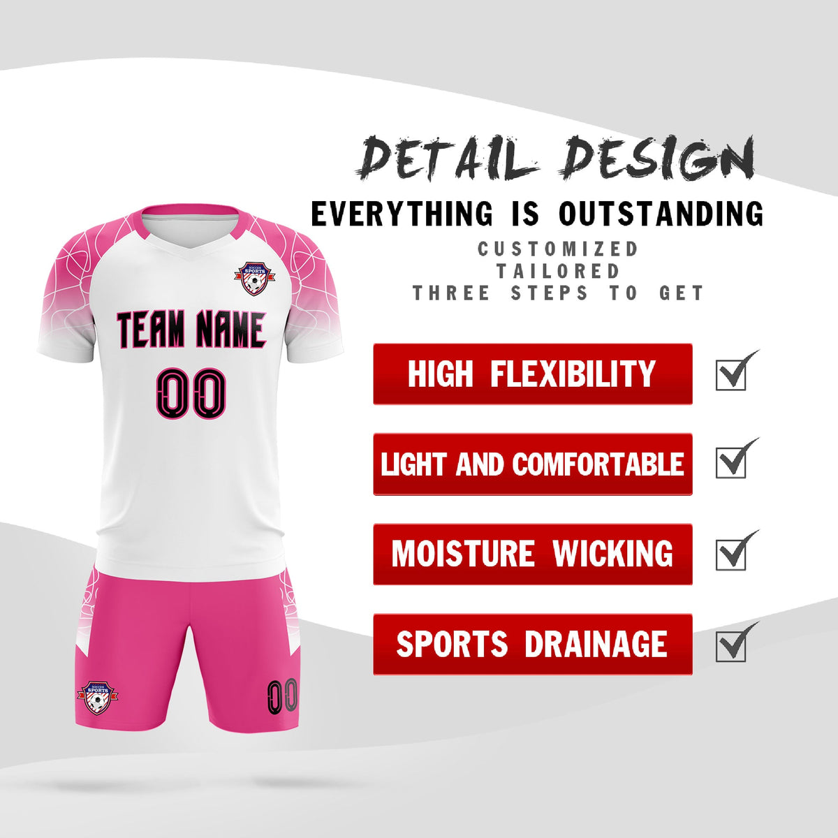 Custom White Classic Football Training Kit Jersey For Adults/Kids